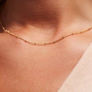 Dainty Gold Dot Necklace Waterproof Minimalist Layering Jewelry Everyday Gift